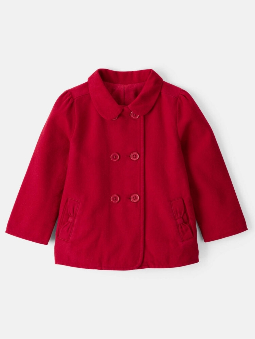 Carter's Red Fleece Lined Double-Breasted Pea Coat